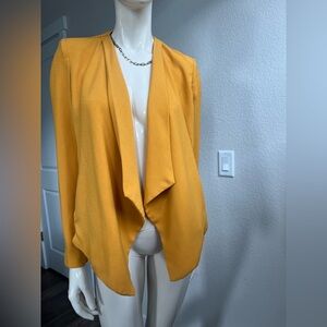 Love Tree Yellow Cardigan with Waterfall Collar